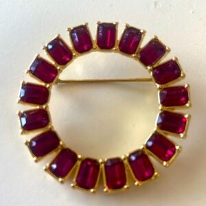 Vintage Monet Ruby Red Rhinestone Brooch